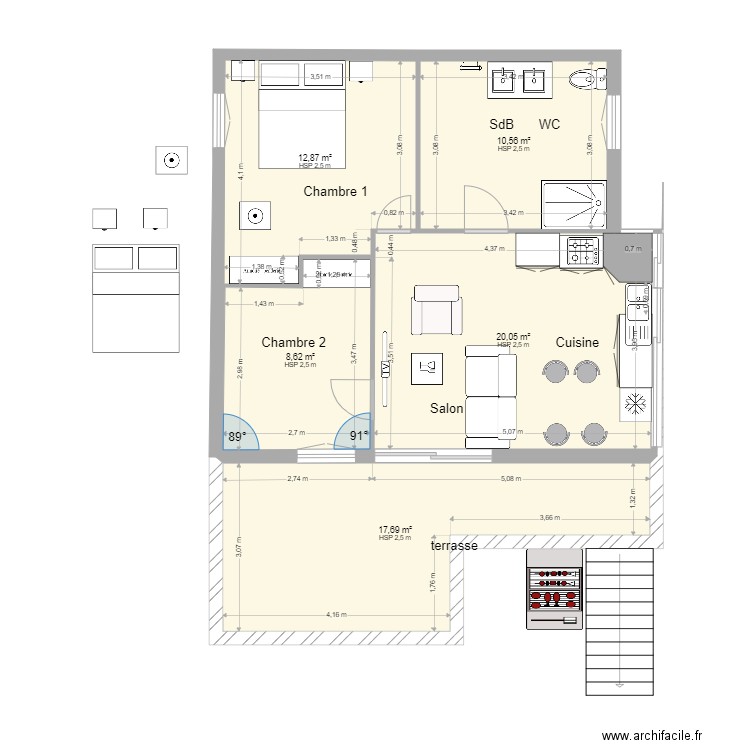 SCI Mont d Or 20 09 2021. Plan de 5 pièces et 70 m2