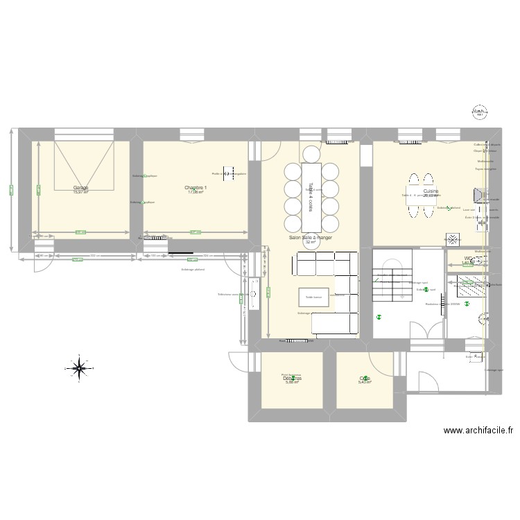 Levet 1. Plan de 7 pièces et 98 m2