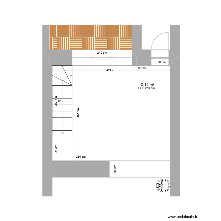 Cuisine - Vide. Plan de 1 pièce et 18 m2