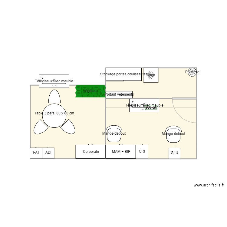 SOFCEP. Plan de 3 pièces et 15 m2