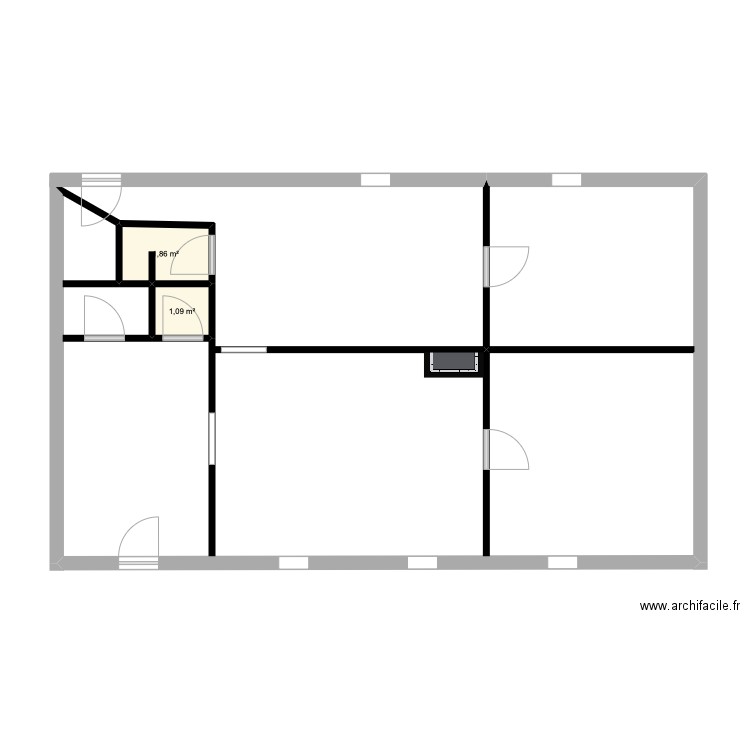 2eme logement hem Lenglet. Plan de 2 pièces et 3 m2