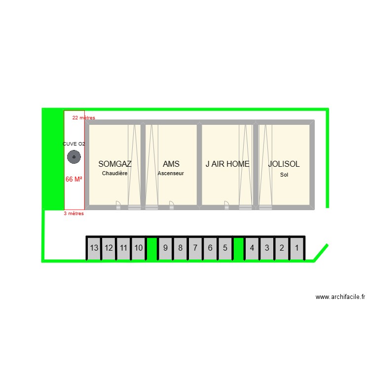 IMPLANTATION J AIR HOME CUVE Surf M². Plan de 20 pièces et 13 m2