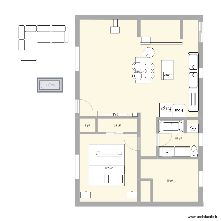 Premier étage. Plan de 10 pièces et 143 m2