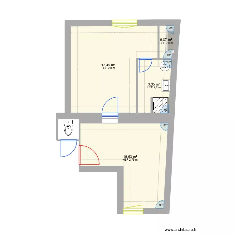 Appart Ansi. Plan de 4  et 27 m²
