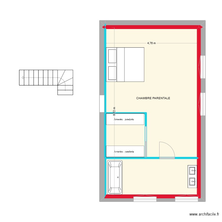 CLAVEAU SUITE PARENTALE. Plan de 6 pièces et 41 m2
