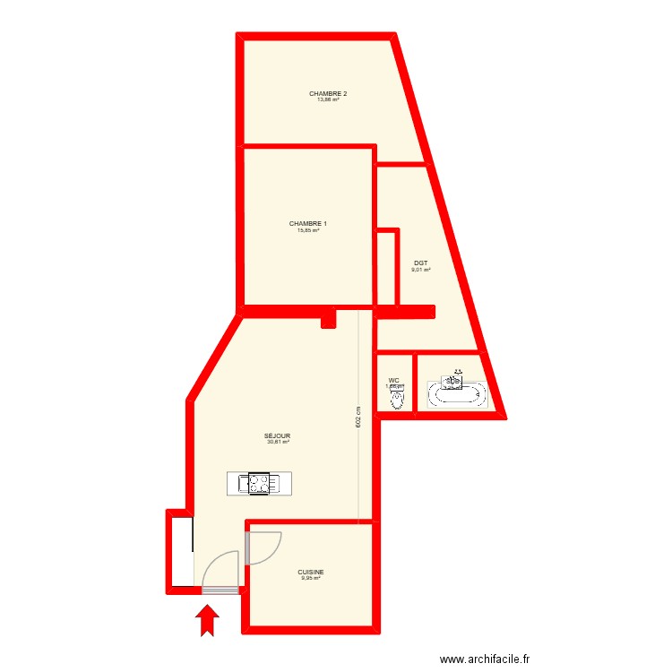 BI32862. Plan de 10 pièces et 86 m2