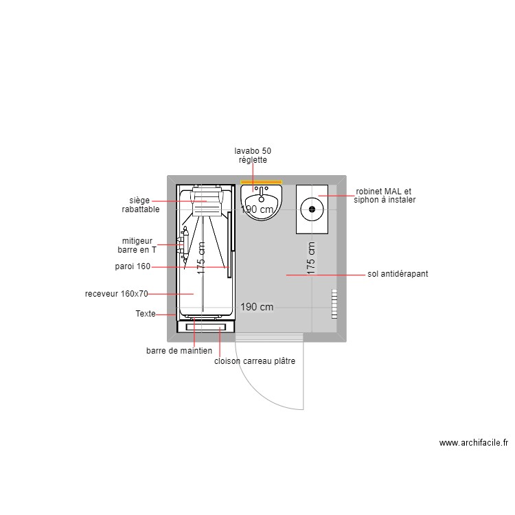 dzef. Plan de 1 pièce et 3 m2