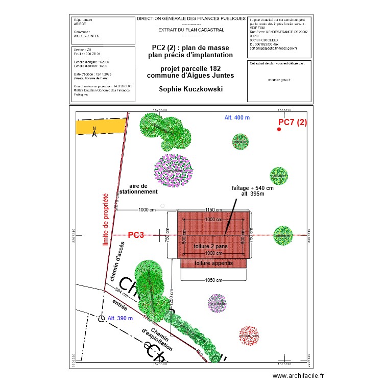 plan de masse. Plan de 1 pièce et 60 m2