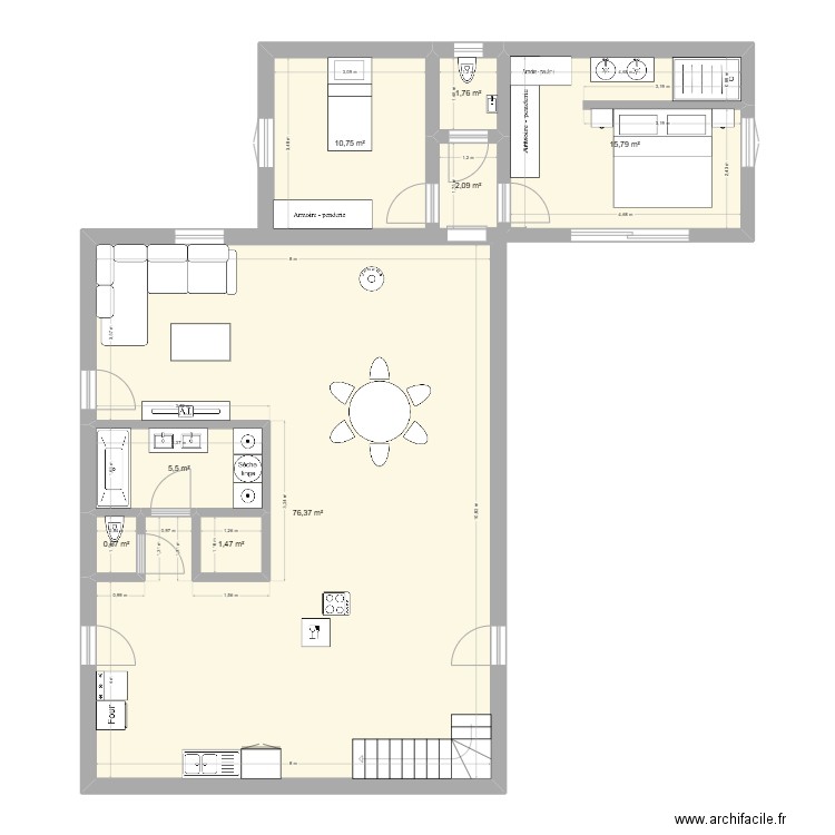 Extensions. Plan de 8 pièces et 115 m2
