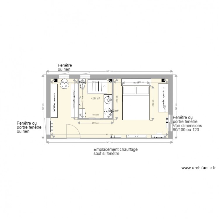 Chambre parentale dressing sdb chambre ac AT. Plan de 0 pièce et 0 m2