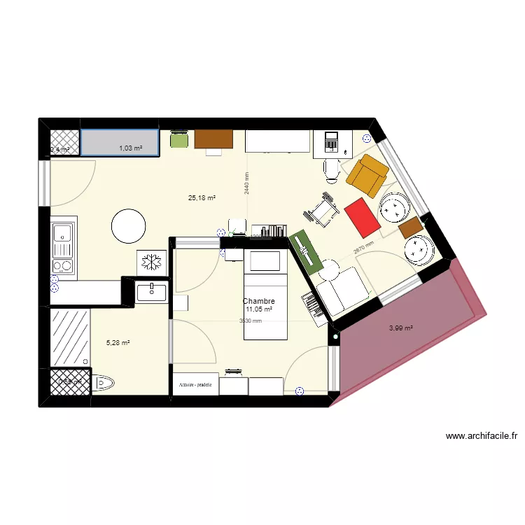 Appartement GIRANDIERE Meubles - OPTION 5. Plan de 