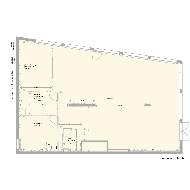 fin espace 5 cloison. Plan de 0 pièce et 0 m2