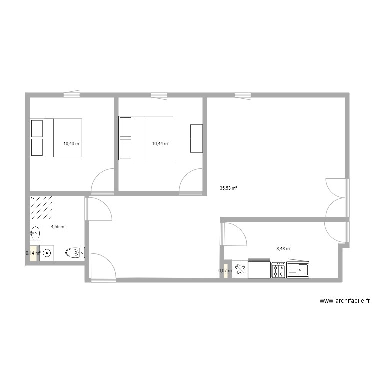 Appartement 2 Plan 7 pièces 70 m2 dessiné par haribo44