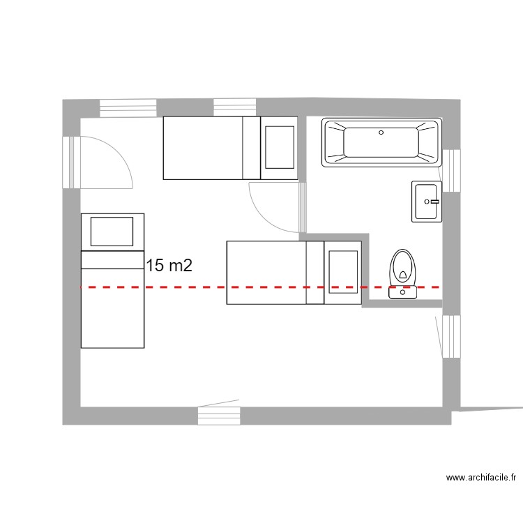 Montoison Plan Extension 1er étage Hyp 3. Plan de 1 pièce et 21 m2