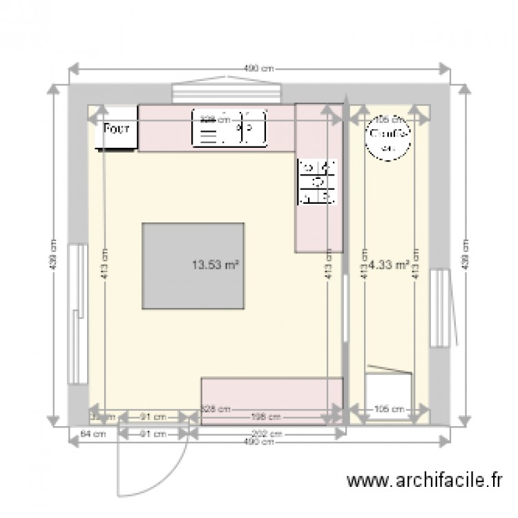 extension cuisine et meuble2bis. Plan de 0 pièce et 0 m2