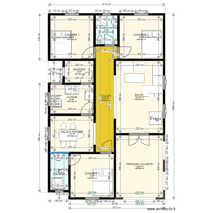 PROJET VILLA SAADATOU. Plan de 11 pièces et 89 m2