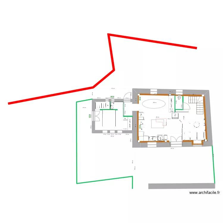 rdc avec limite et terrasse. Plan de 