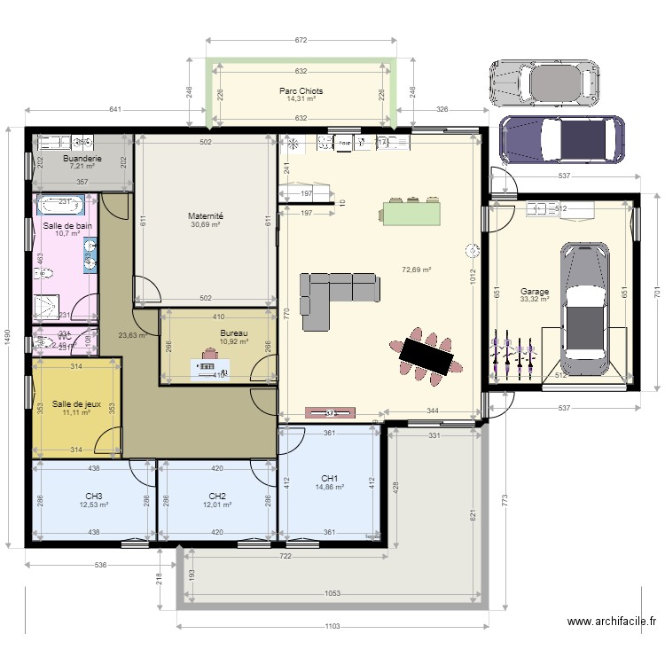 maison nouvelle. Plan de 14 pièces et 291 m2