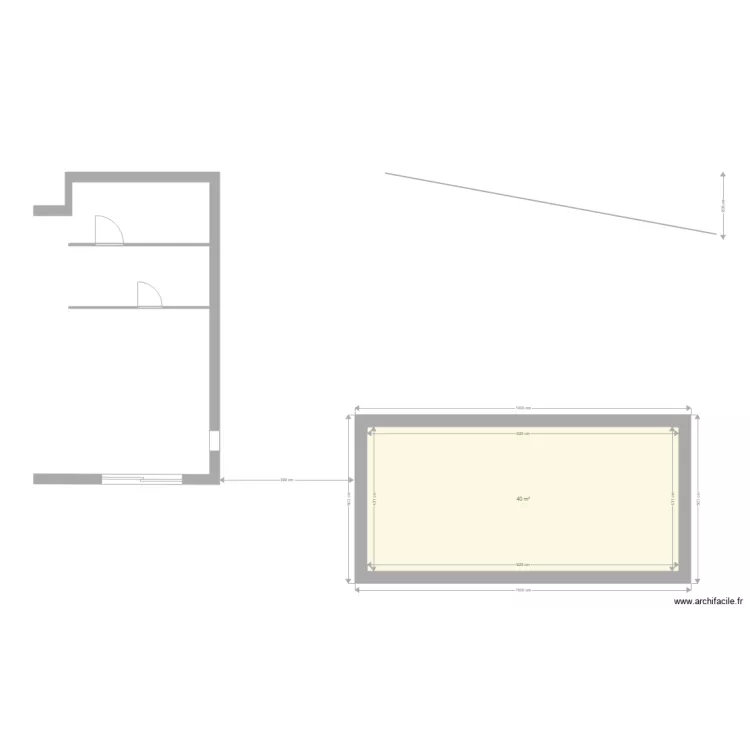 extension base 40 m2 avec limite. Plan de 