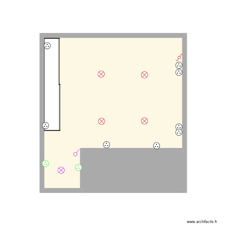 Plan studio R+1. Plan de 2 pièces et 16 m2