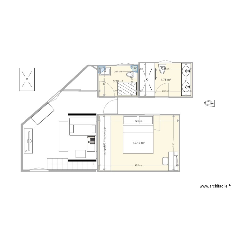 CHBRE ANGLE VERSION 2. Plan de 0 pièce et 0 m2