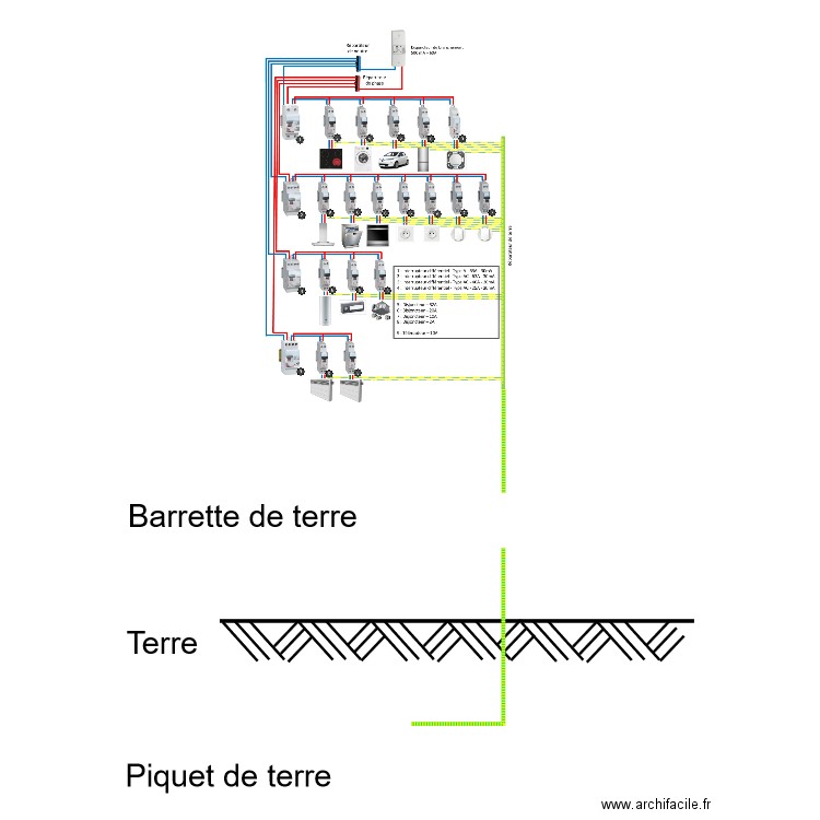 Schéma électrique réseau de terre BT. Plan de 0 pièce et 0 m2