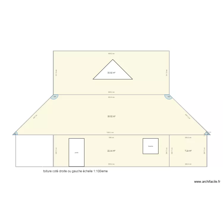 toiture vue cot&eacute; droit ou gauche. Plan de 