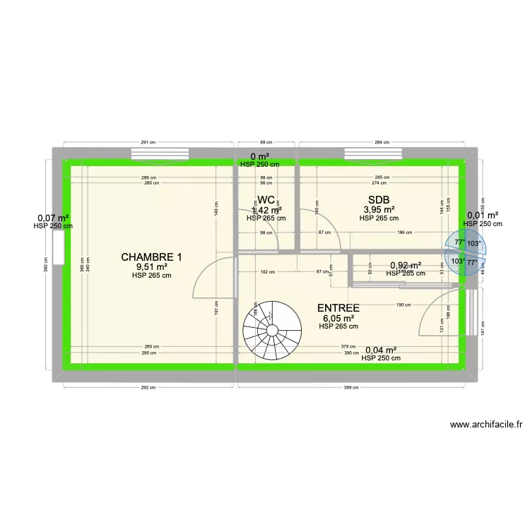 Maison 2. Plan de 9  et 22 m²