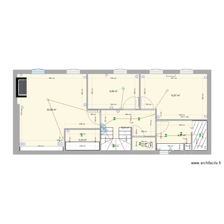 EtageMaisonDef. Plan de 7 pièces et 63 m2