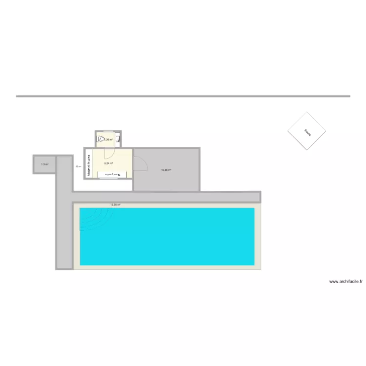 Cabane jardin B&eacute;chet projet 3 sauna 170x170. Plan de 