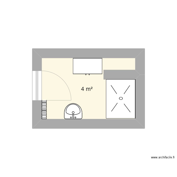 e33 sdb. Plan de 1 pièce et 4 m2