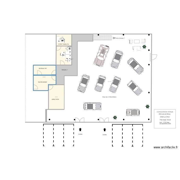 HONDA  ETAGE  ACTUEL. Plan de 6 pièces et 475 m2