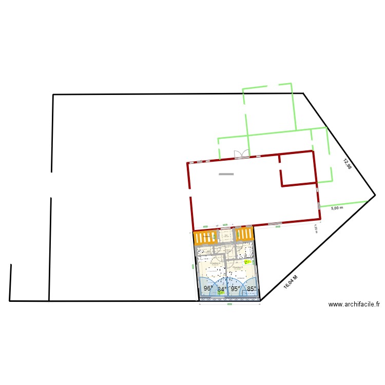 Rectangle 2 Ch 32 M2 V3. Plan de 7 pièces et 33 m2