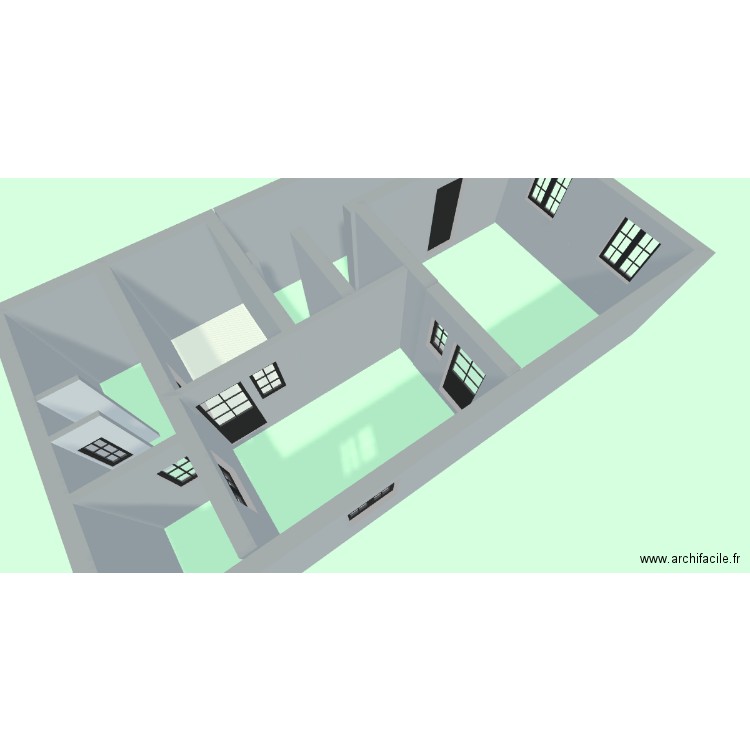Disposition verriere et portes verriere. Plan de 1 pièce et 5 m2
