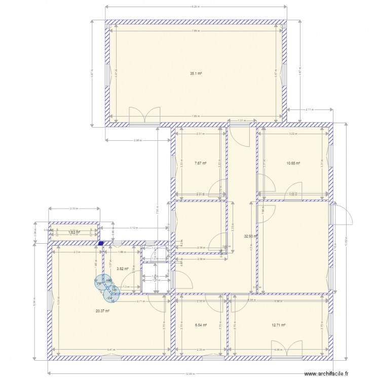 cabinet actuel. Plan de 0 pièce et 0 m2