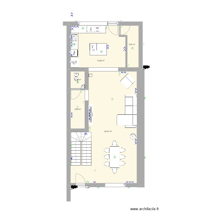 PAC_etage0-bis. Plan de 5 pièces et 71 m2