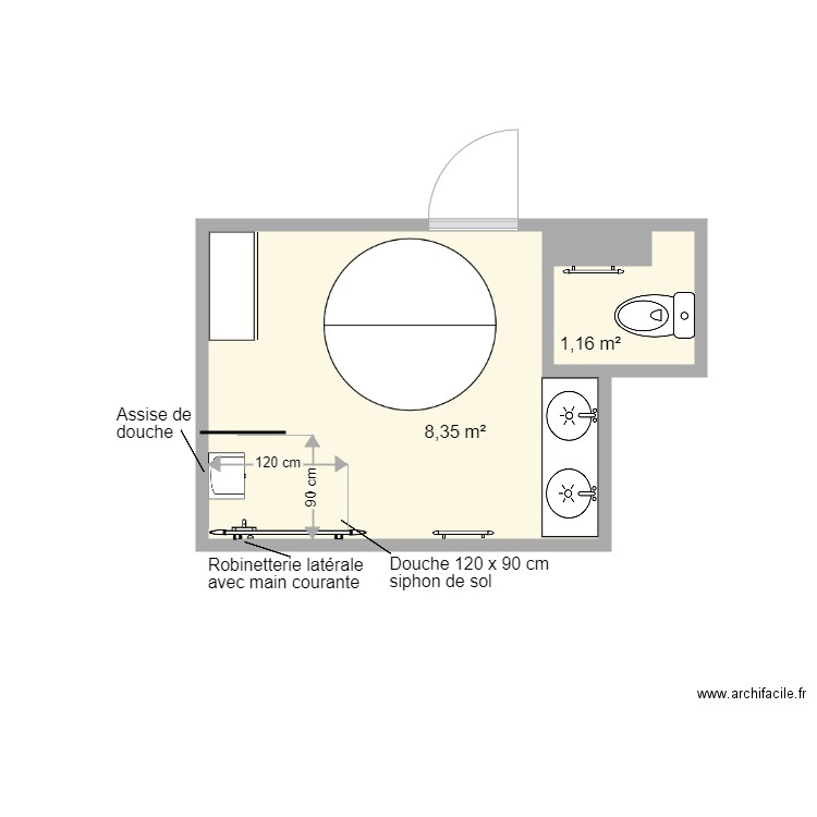 Peltier SDB projet. Plan de 0 pièce et 0 m2