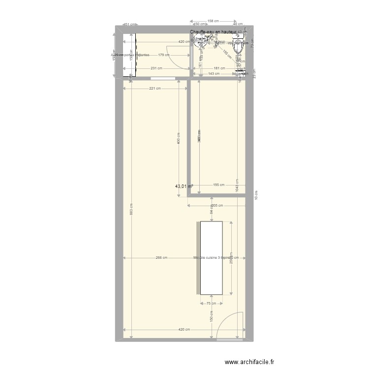 Chloé Maïda après-travaux. Plan de 2 pièces et 46 m2