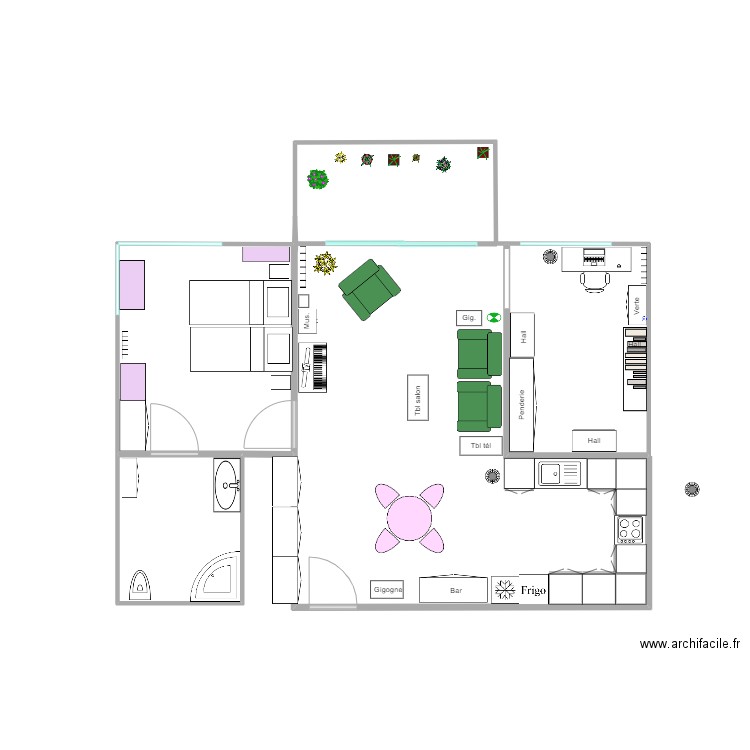 Résidence2. Plan de 4 pièces et 40 m2