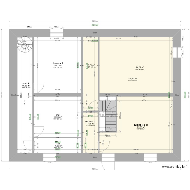 PROJET LACAUNE étage 1 gabi1. Plan de 9 pièces et 185 m2