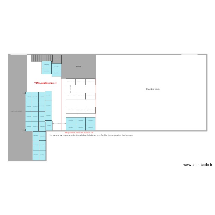 Salle des emballages futur. Plan de 2 pièces et 236 m2