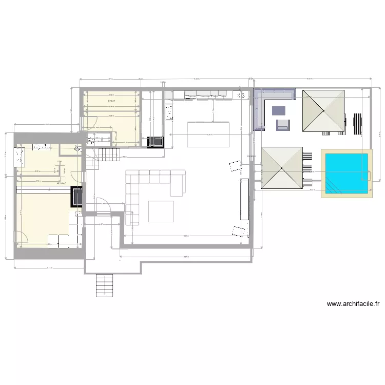 Plan extension salon 12 x 12 V4. Plan de 