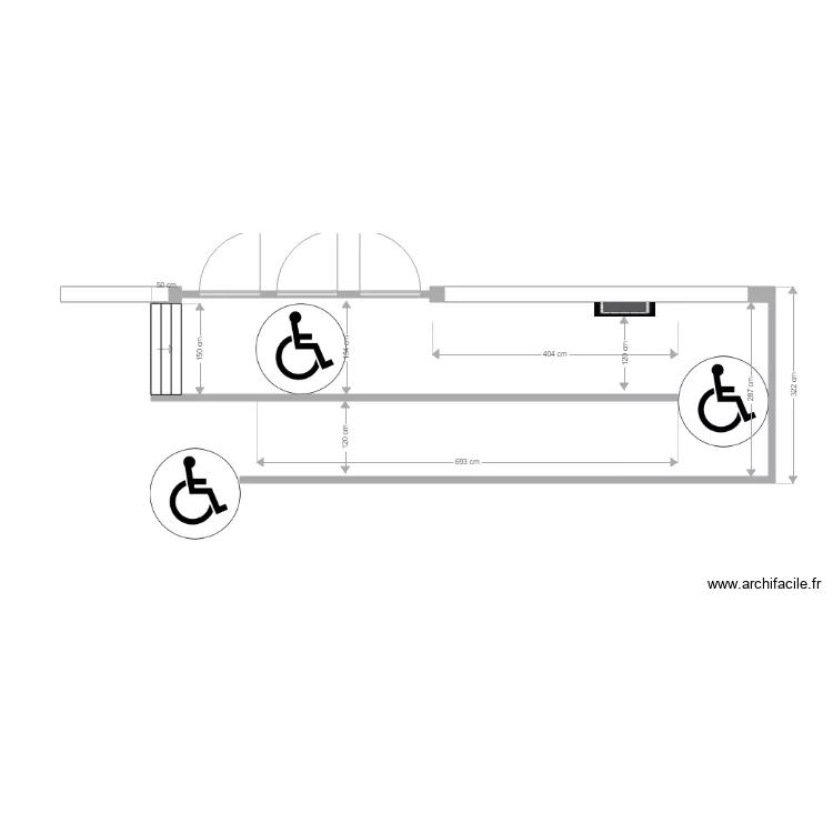 rampe acces handicap&eacute;. Plan de 
