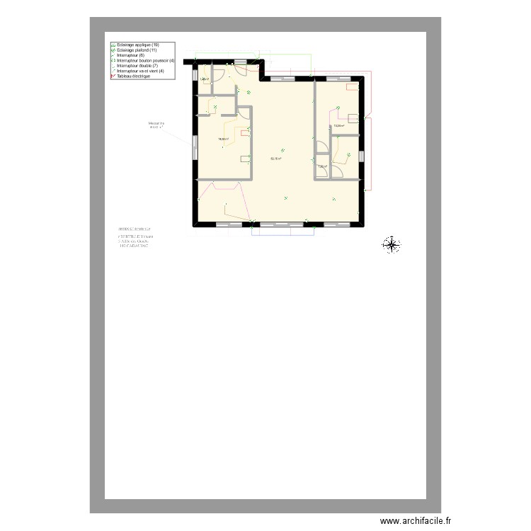 PLAN 01 ELEC ECL. Plan de 5 pièces et 81 m2