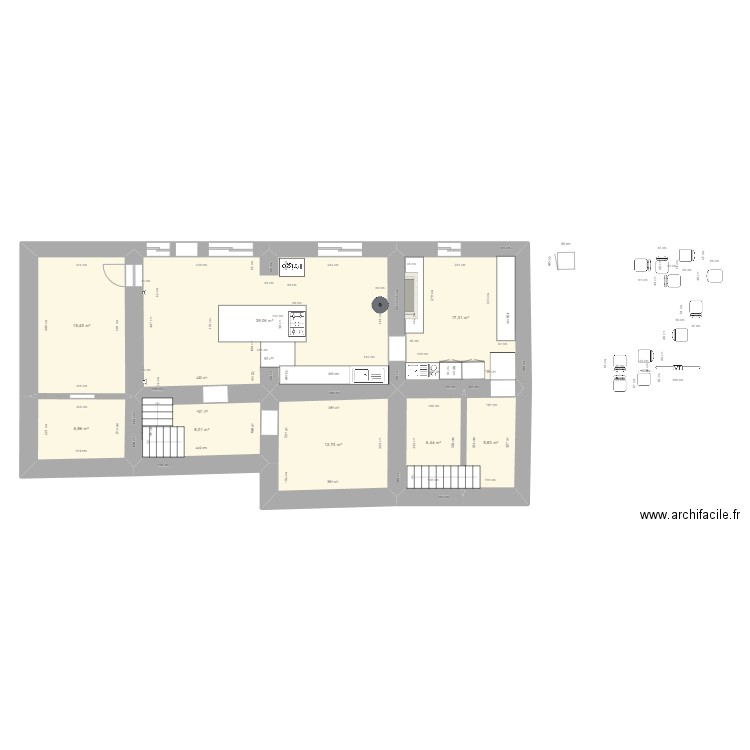 Maison Plombieres RDC. Plan de 8 pièces et 112 m2