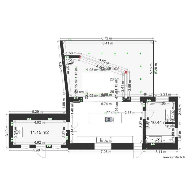 Cuisine Villers et véranda   prises ilot. Plan de 0 pièce et 0 m2