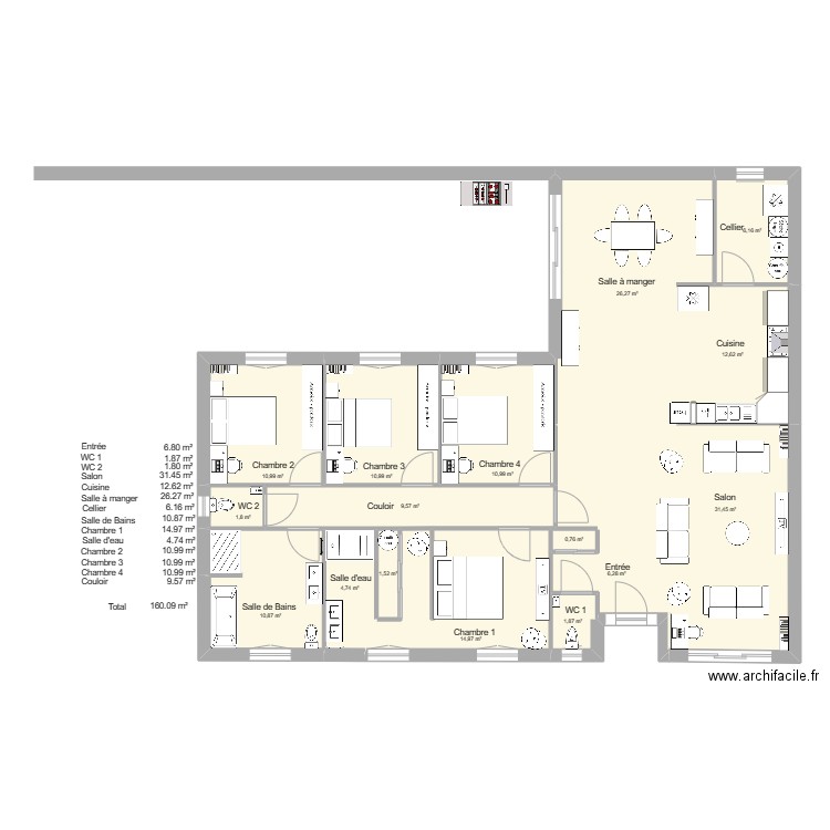 Zeb 11. Plan de 16 pièces et 162 m2