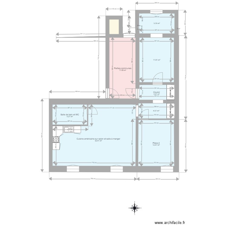 1er étage MOYEUVRE GRANDE appt 3 après travaux 2. Plan de 0 pièce et 0 m2