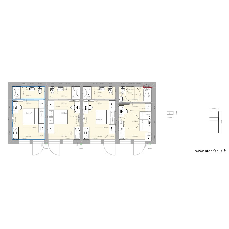 bat D perso 1023handi. Plan de 7 pièces et 63 m2