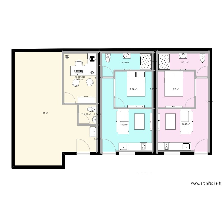 VILLIERS OP 1. Plan de 17 pièces et 104 m2